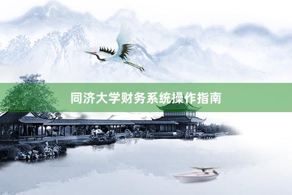 同济大学财务系统操作指南